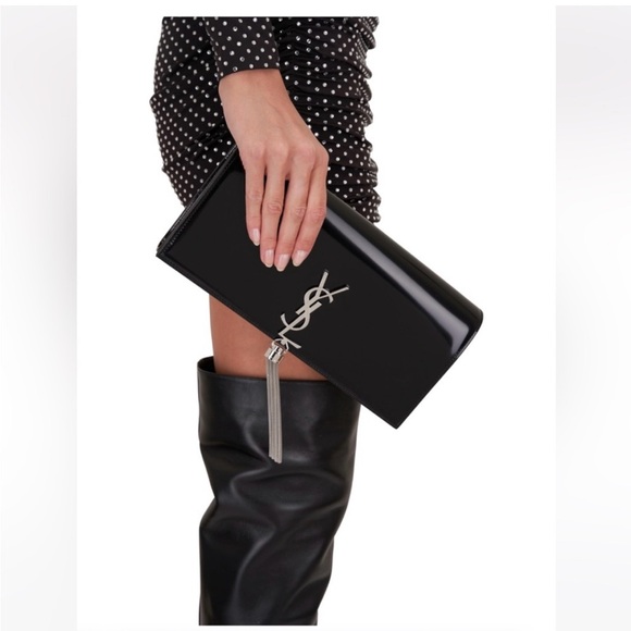 Yves Saint Laurent Black Leather Clutch - Picture 1 of 11
